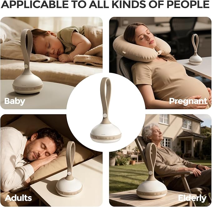 EVOCELER | Portable White Noise Sound Machine for Babies and Kids | Auto Cry Detection | 9 Soothing Sounds | Sleep Soother | Voice Recording | 15H Battery | Travel | Baby Registry Gift | Stroller Clip