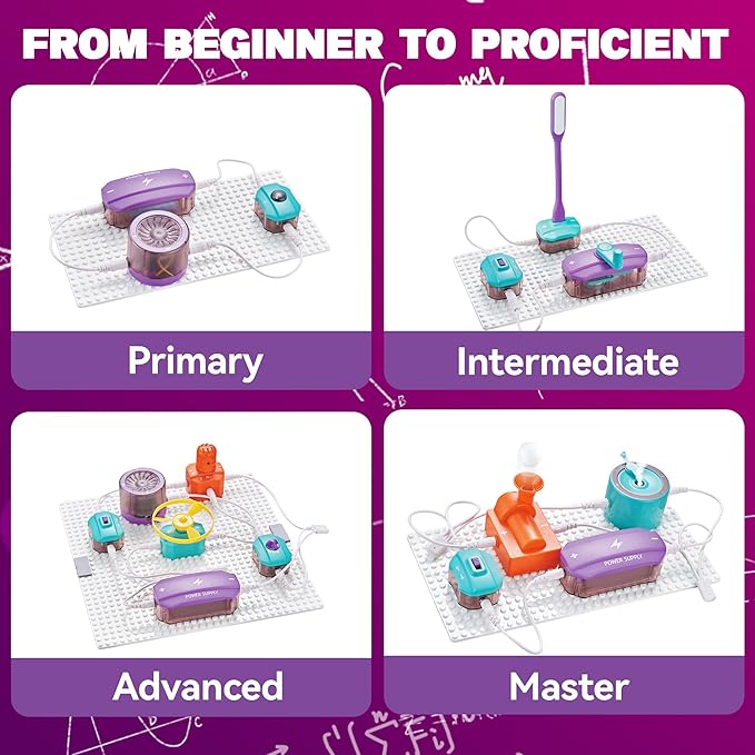 SMILESSKIDDO Circuit Board for Kids, 45 PCS DIY Electronics Exploration Kit with 100+ Projects, Physics Science Experiments, School Family STEM Educational Toy Gift for Kids 6+