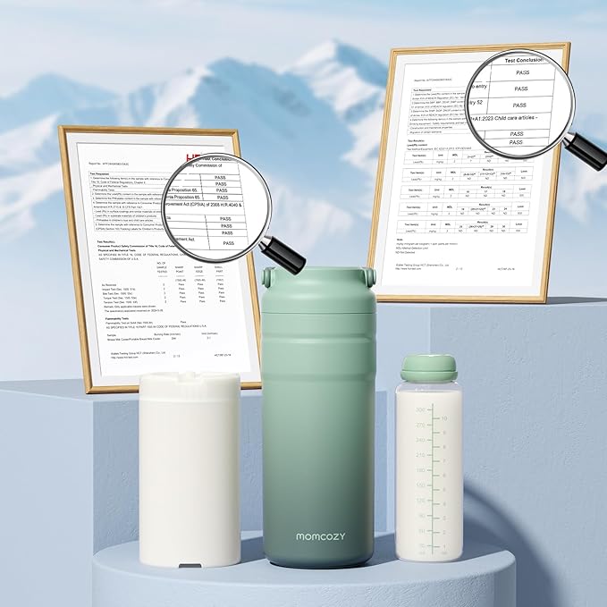 Momcozy Portable Breast Milk Cooler for Travel, 24H Ice-Free Cooling Breastmilk Storage Bottles Container, 12oz Leak Proof Outdoor Small Freezer, Baby Breastfeeding Essential Gift for New Moms