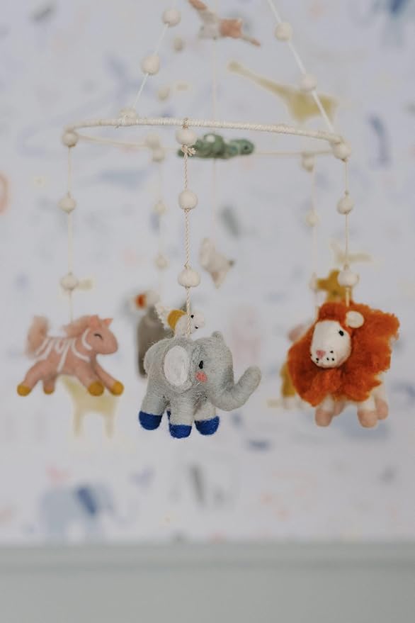 Pehr Classic Wool Felt Baby Mobile, Into The Wild | Handmade Nursery Décor | Includes Gift Box | Ethical & Enchanting | 28” x 9”