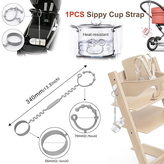 Universal Booster Wheel Kit for Stokke Tripp Trapp High Chairs - 360° Swivel Casters with Safety Locks + Free Sippy Cup Strap (4-Piece Set)
