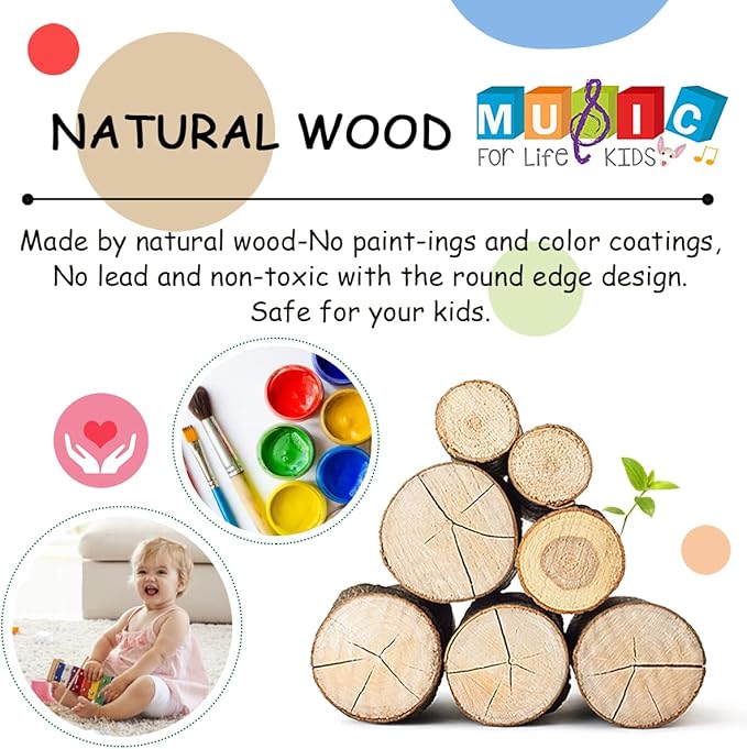 LOOIKOOS Toddler Musical Instruments Set Wooden Percussion Instruments Xylophone Toy for Kids Montessori Toys for 1 Year Old Boys Girls with Maracas Easter Eggs