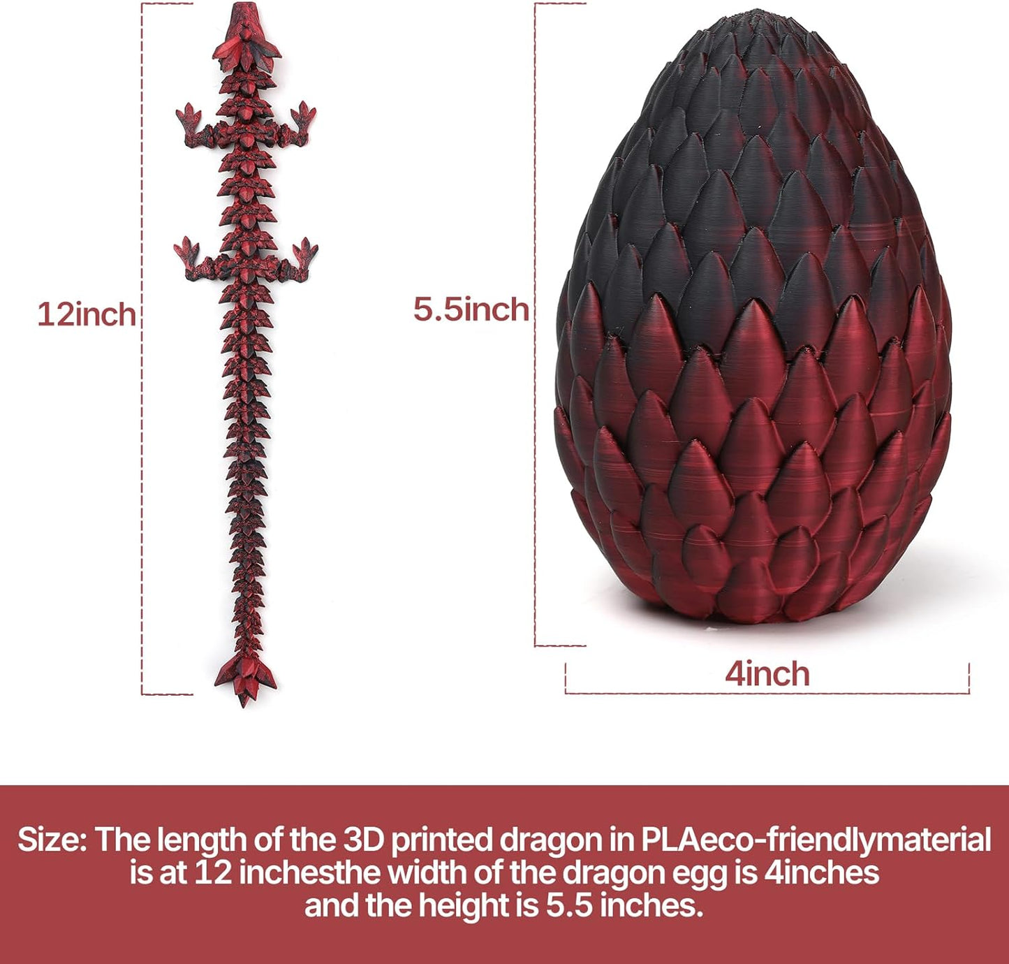 3D Printed Dragon Toy 12" Crystal Dragon Fidget Executive Desk Dragon Egg