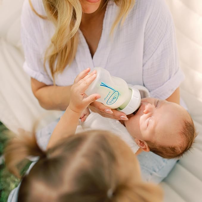 Dr. Brown's Natural Flow Anti-Colic Options+ Wide-Neck Glass Baby Bottles 5 oz/150 mL, with Level 1 Slow Flow Nipple, 3 Pack, 0m+