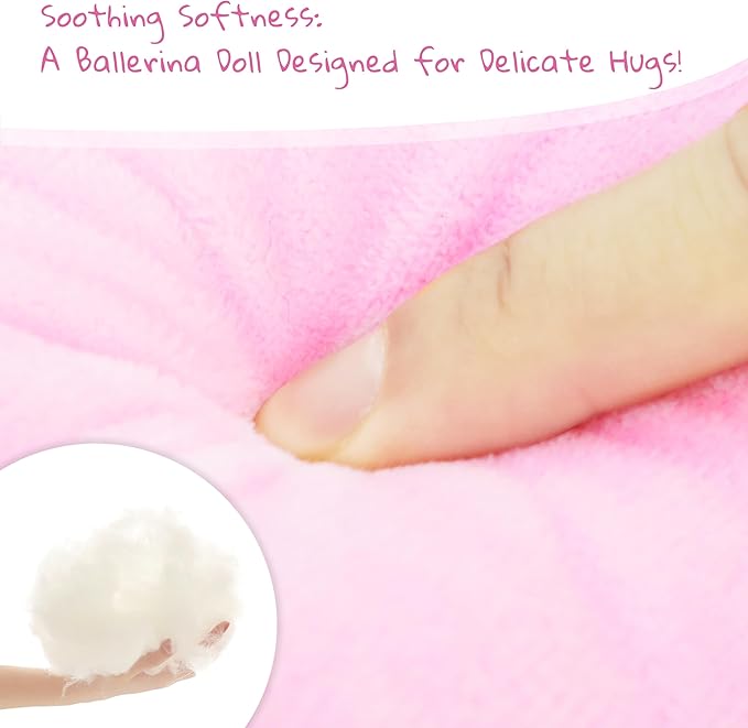 June Garden 16" My First Ballerina Ruby - Soft Plush Baby Doll with Rattle - Pink Outfit