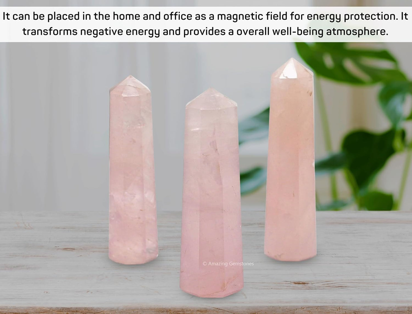 Amazing Gemstone Rose Quartz Crystal Towers - Natural Healing Crystal Point Obelisk for Reiki Healing and Crystal Grid (3 Inch)