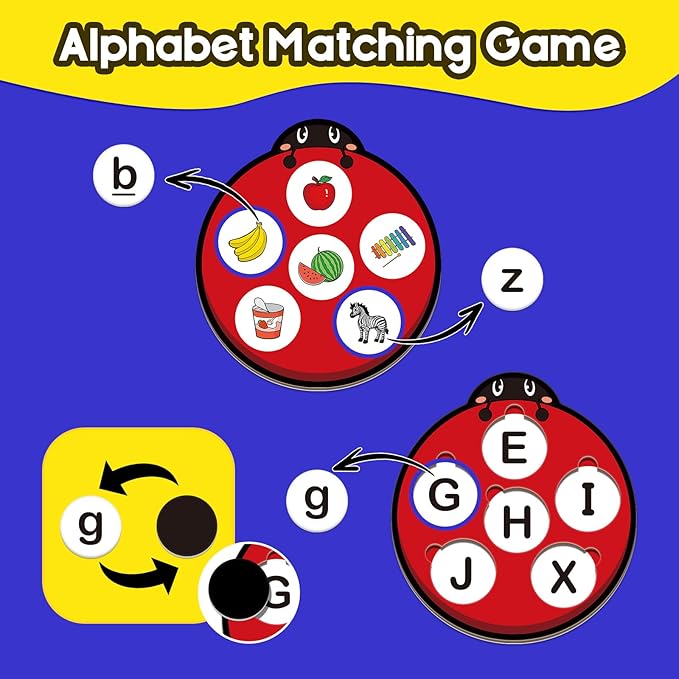 Alphabet Games Letter Learning Toys ABC Flash Cards for Toddler, Speech Therapy Alphabet Matching Game for Kids, Homeschool Supplies Kindergarten Preschool Classroom Must Haves