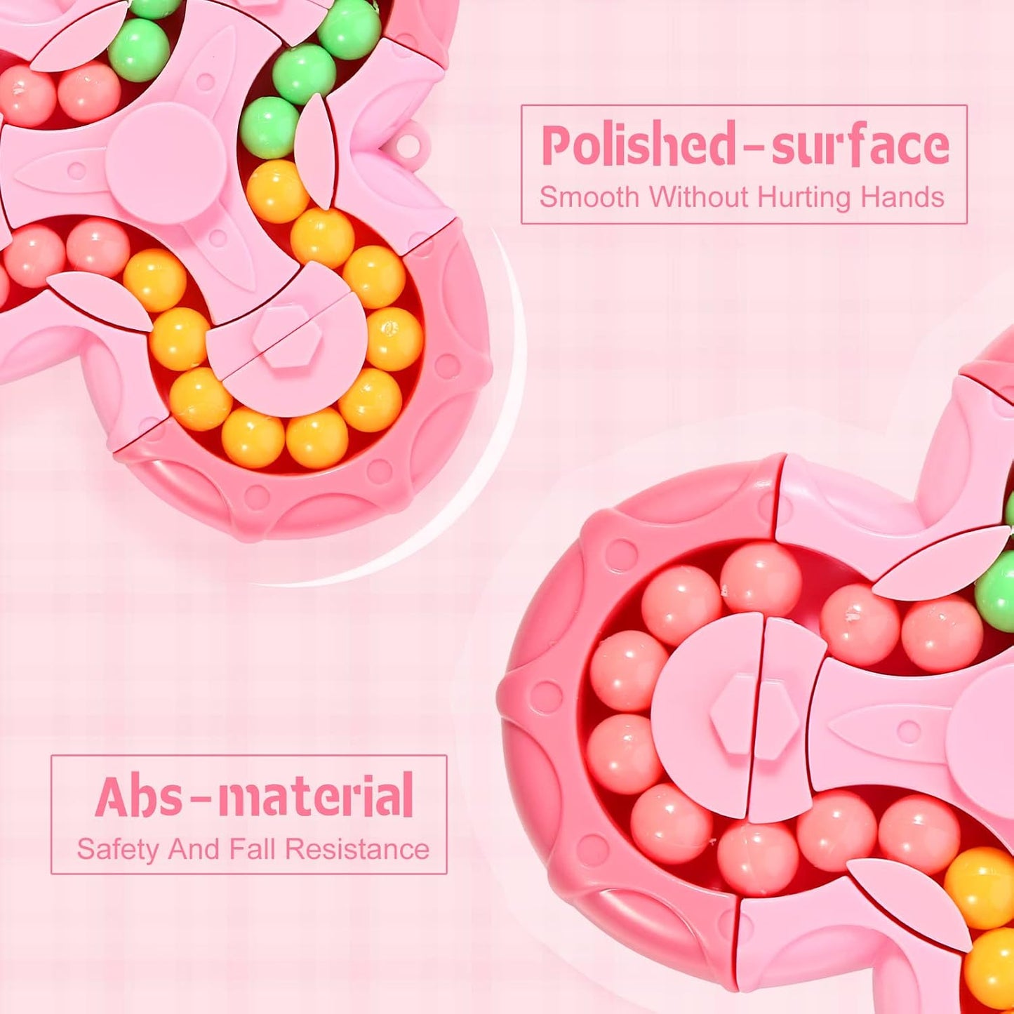 Magic Cube Bean Puzzle,Rotate and Puzzle,Stress and Anxiety Relief Fidget Toys,Brain Teasers Travel Games for Kids Teens Adults,Sensory Toys for Autistic ADHD,Pop Birthday Gift(Pink)