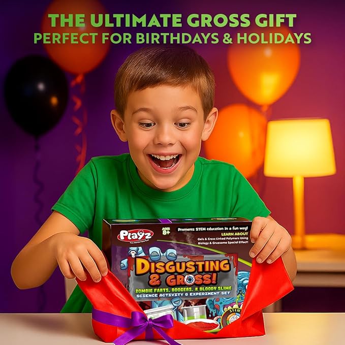 Playz Disgusting n' Gross Zombie Poop - DIY Stem Learning & Educational Science Kit for Kids Age 8 9 10 11 12 13+ Years Old with 34+ Experiment Tools - Kids Toys and Craft Activities for Boys & Girls
