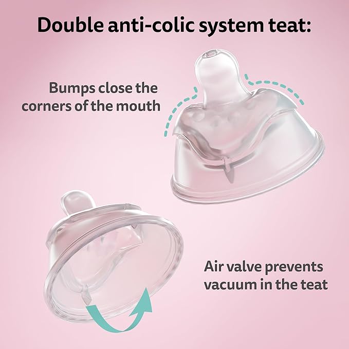 Herobility Double Anti-Colic Baby Bottles – 8.5 fl oz/240ml – 3-Pack – Purple