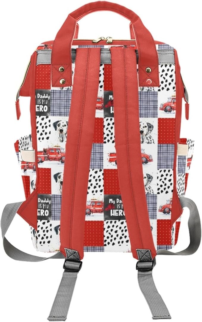 Fire Truck Personalized Diaper Bag with Custom Name – Custom Baby Tote Backpack for Mom, Unique Gift for New Parents, Baby Shower Essentials