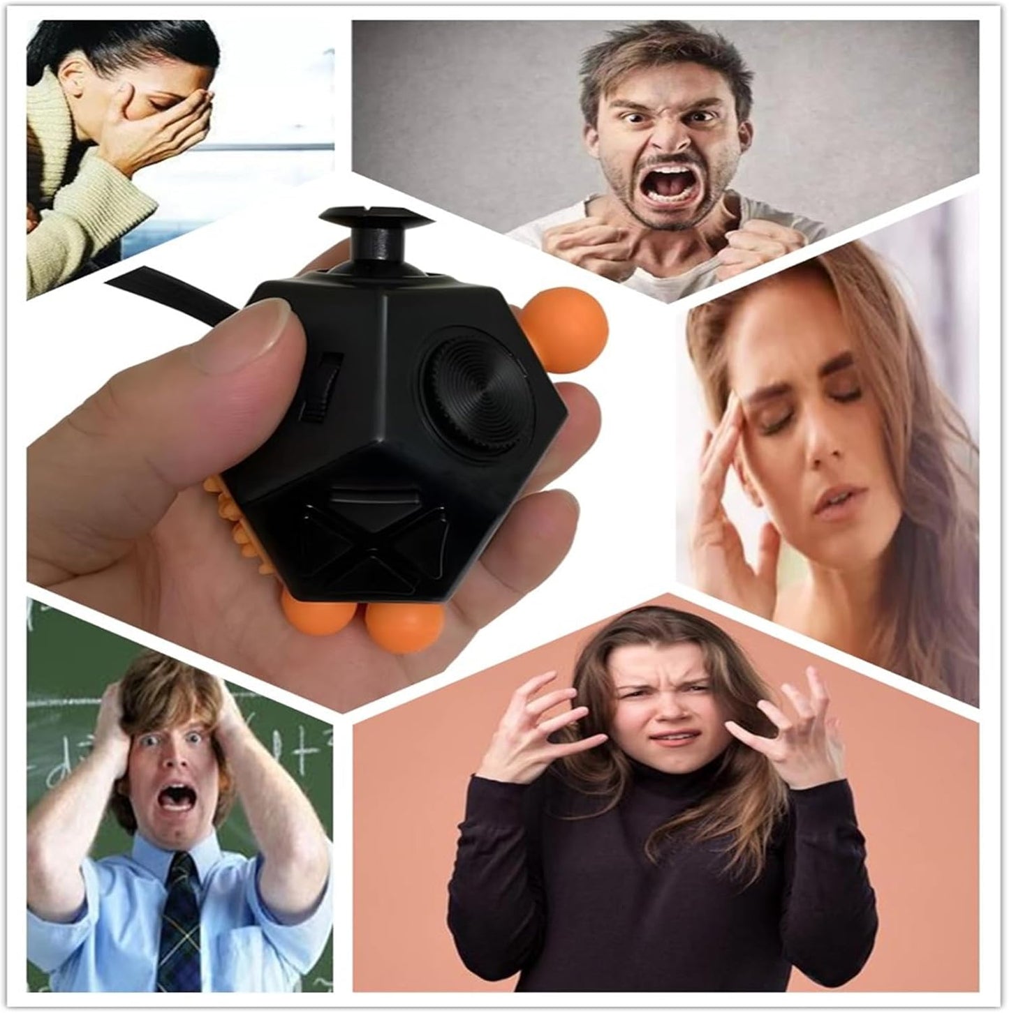 Fidget Toys Cube Relieve Stress Anti Anxious Depression 12-Sided Cube for Children and Adults with ADHD ADD OCD Autism Creative Toy (Black-A1)