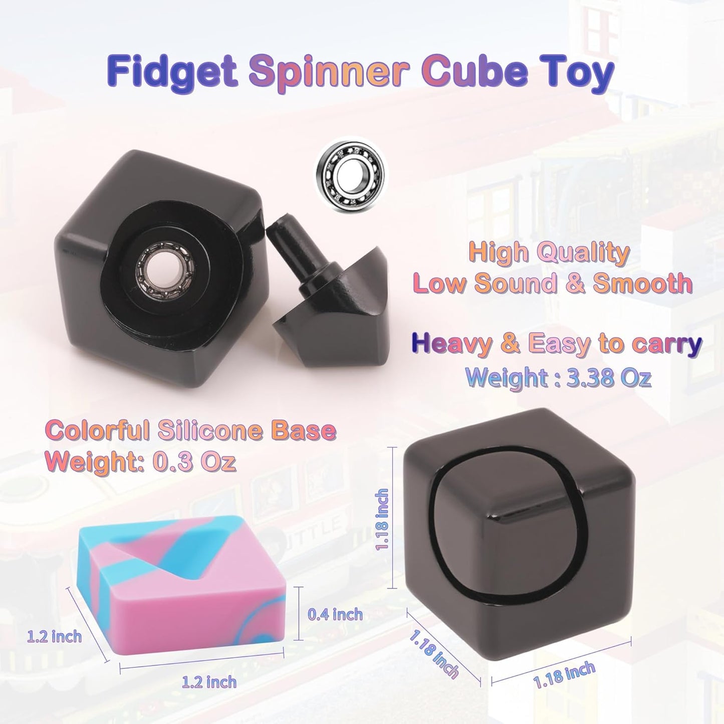 Desk-Fidget-Toys Spinner-Cube: Cool-Gadgets Metal Kinetic-Desk-Toys Office EDC-Toy with Silicone Base, ADHD Tools Cool-Stuff Thing Stress Relief Toy Gift for Kids Children Teens Adults Christmas