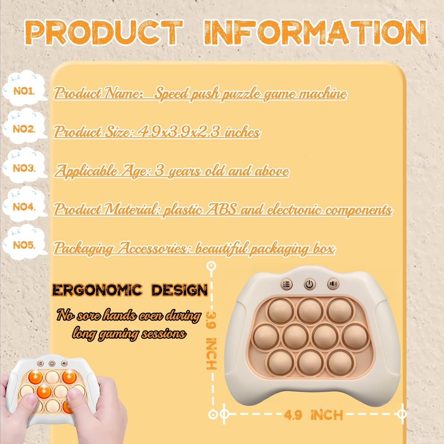 2024 New Speed Push Handheld Game Machine 2Pc-Fidget Console,Music Whack A Mole Stress Relief Fidget Toys,Squeeze Poppet Sensory Push Pop Bubble Toy,Quick Push Light Up Pop Game for Adults/Kids (WB)