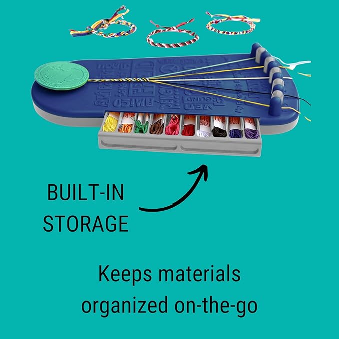 Choose Friendship Bracelet Making Kit – 20 Pre-Cut Threads, Portable Loom with Storage, Makes 8 Bracelets, Craft Gift for Kids Ages 8+, Dark Blue “Blueberry”