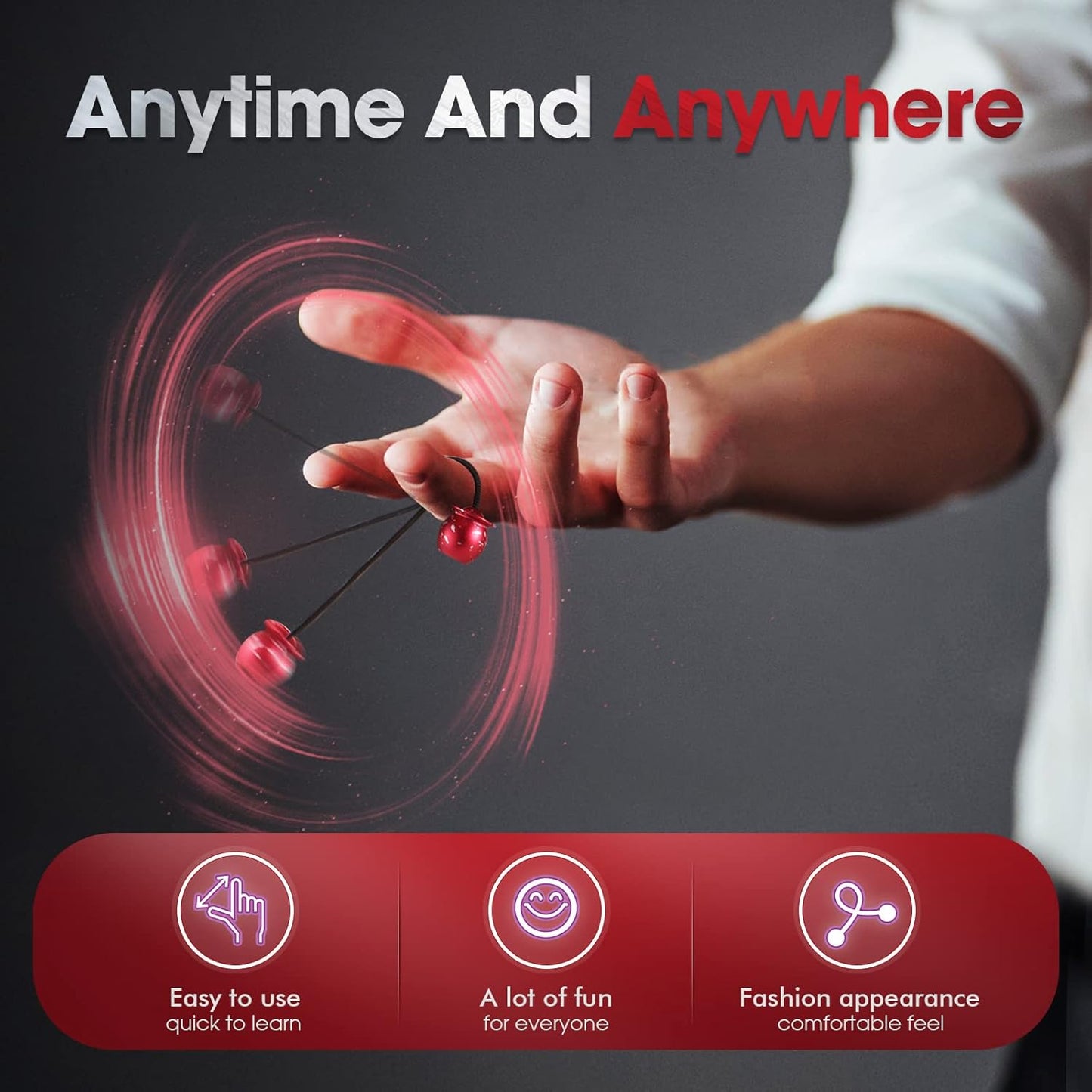 Begleri Fidget Beads - Worry Fidget Beads Spin & Bump - Made of Aluminum Alloy - for Men Women Youngs Skill Players Creates a Bit of Magic for You (Cala-Black Blue&White)