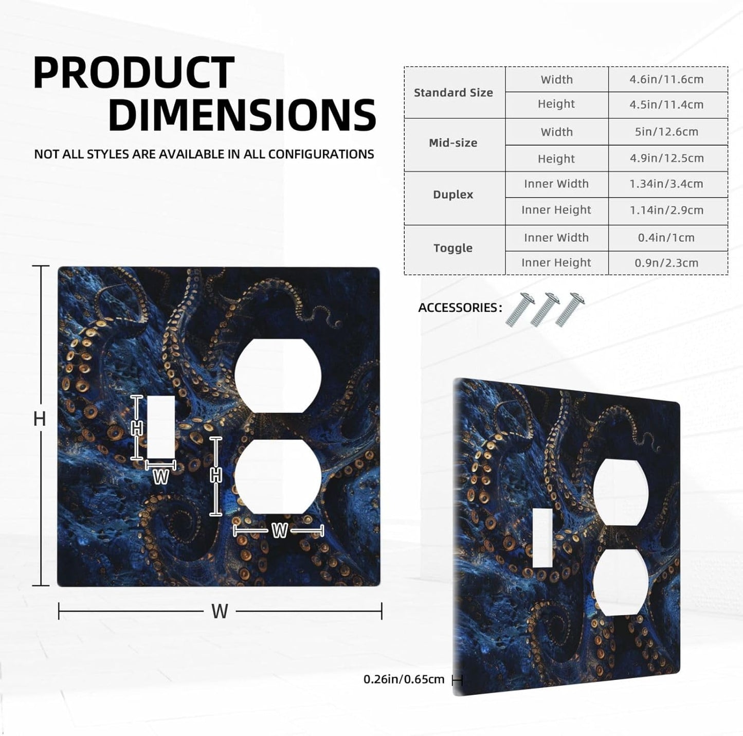 Decorative Outlet Covers Horror Night Blue Ocean Evil Octopus 2 Gang Wall Plate Cover Single Toggle Duplex Combo Two Switch Light Switch Cover Plate Jumbo Dual GFCI Faceplate