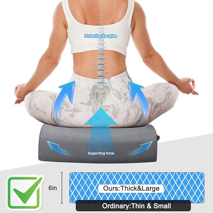 MINUPWELL 6" Extra Thick Office Chair Cushion, 2 Layers Adult Booster Seat Cushion, Thick Wheelchair Cushions, Thick Adult Booster seat Chair Cushion for Car Seat, Airplane - 18x16x6in - 100% Foam