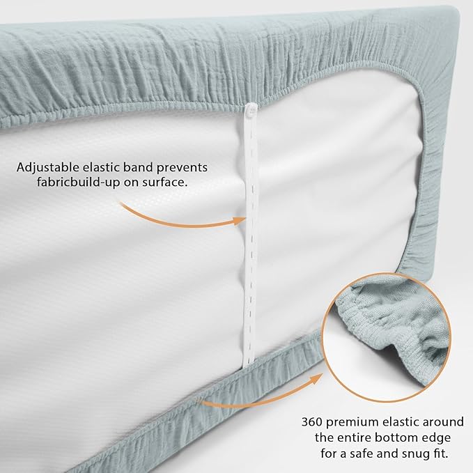 2 Pack Soft Muslin Baby Mini Crib Sheets, 100% Cotton Breathable Double Layer Fitted Sheets for Mini Crib and Pack N Play Mattresses 24x38 Inches, for Baby Girls and Boys (Beige & Grey