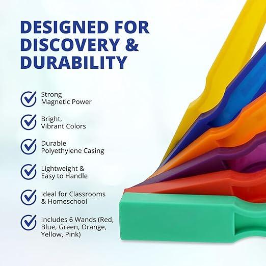 United Scientific™ STEM Magnetic Wands - Magnet Wand for Magnets Science Experiments, Science Games, STEM Activities for Classroom, Homeschool Supplies - Magnetic Wand, 6 Pieces