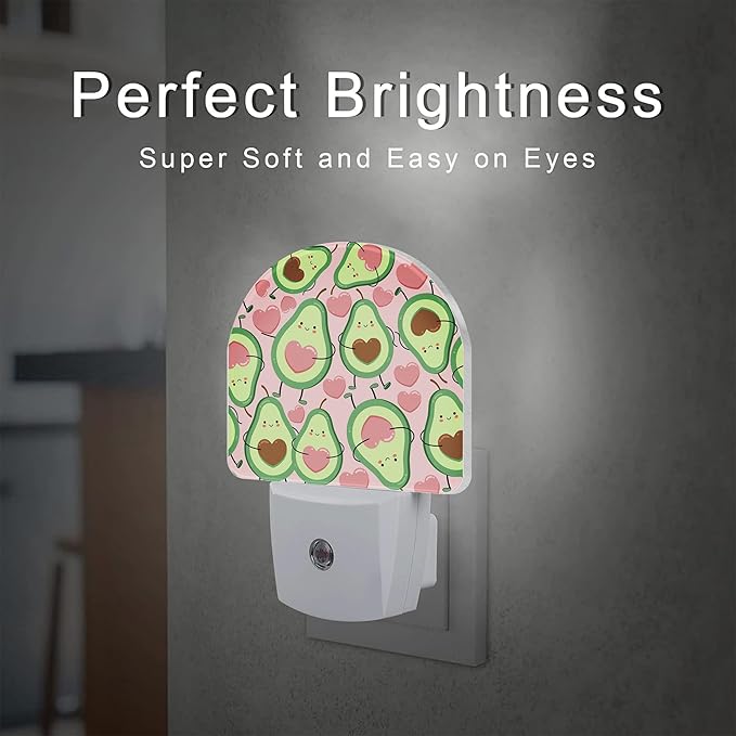 Cute Pink Avocado Night Light for Kids, Heart Shaped Avocado Night Light Plug in with Dusk to Dawn Sensor, 0.5w Energy Saving Sleep Friendly Nightlight for Hallway Stairway Kitchen Bedroom