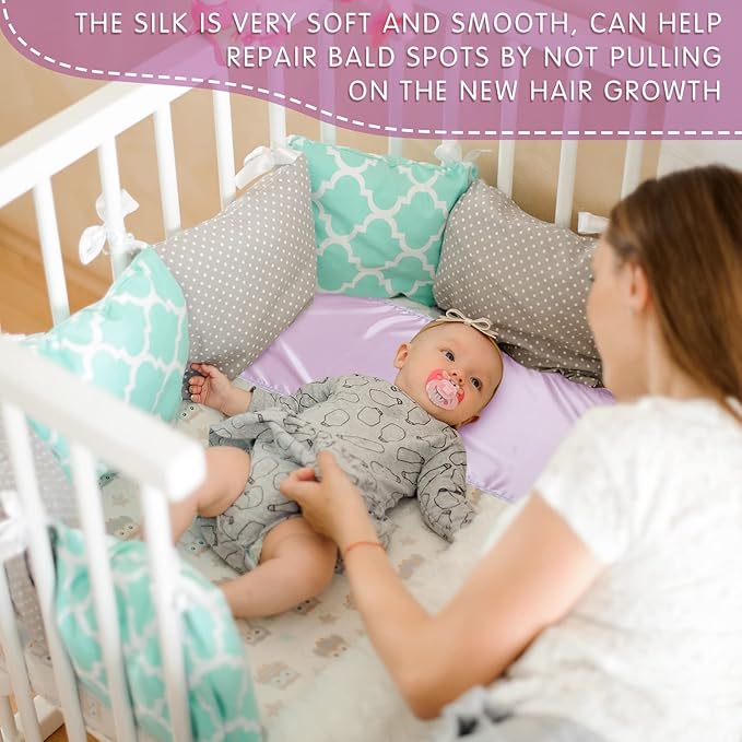 Hosuly 2 Pcs Satin Bassinet Sheet Baby Hair Soft Silk Feeling Sheet Baby Bassinet for Rectangle Cradle Pad Mattress Boys Girls Newborn Infant(Pink and Purple)