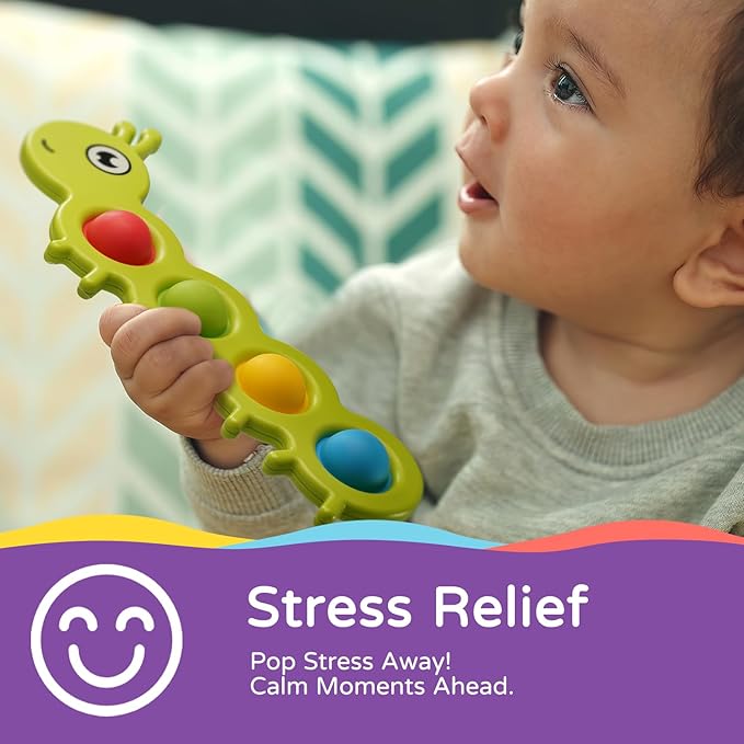 LiKee Fidget Popper Sensory Baby Toys for 10+ Months, Push and Popping Busy Board, Montessori Toys for 1+ Years Old, Airplane Car Travel Toy for Toddlers 1-3 Stress Relief (2 Pieces)