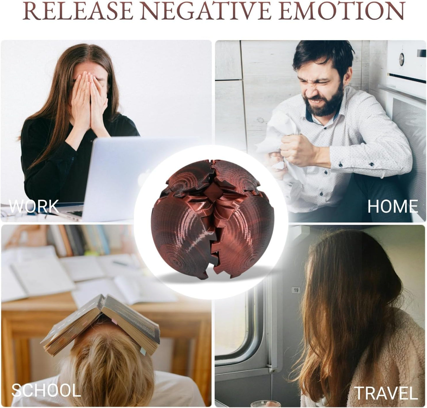 3D Printed Gear Ball, Gear Sphere Fidget Toy Stress Relif Toy for ADHD, Anxiety Relaxing Toy for Adults at work/study/travel, Twist Red Black