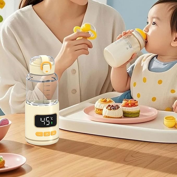 Portable Bottle Warmer Adjustable Temperature Rechargeable Cordless Baby Milk Warmer for Travel Outdoor