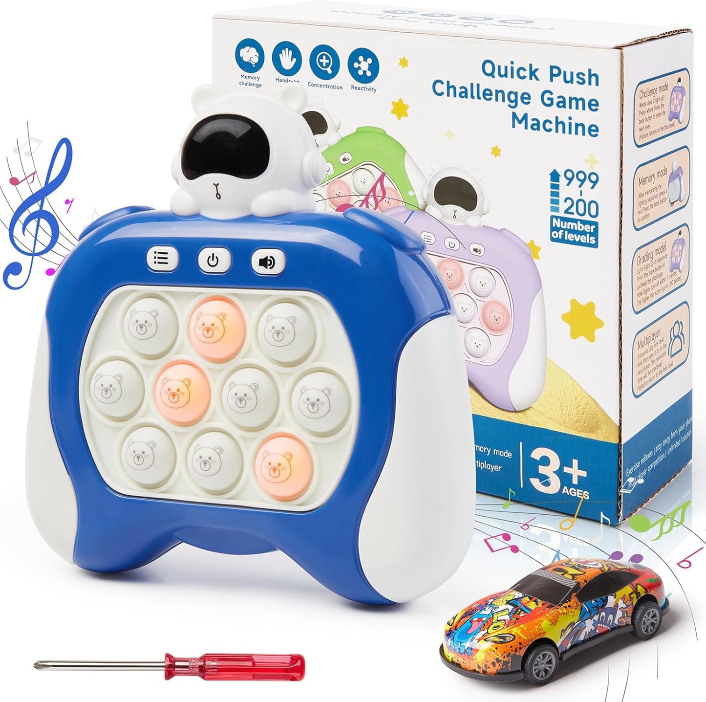 Quick Push Fidget Toy for Kids Adults, Fast Speed Pushing Game Console, Handheld Push Bubble Stress Relief Toy Astronauts