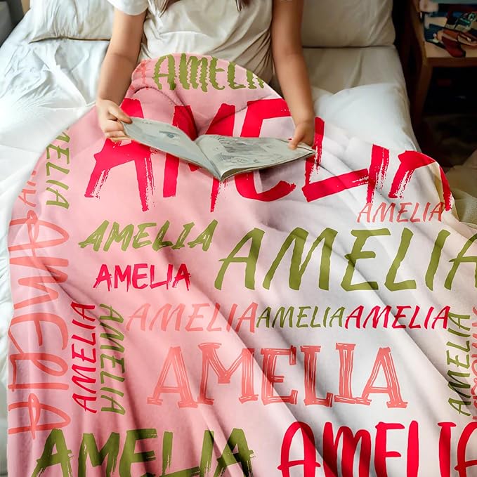 Gowelly Personalized Baby Blanket with Names| Lightweight Soft Flannel Blanket for Kids| Customized Easter Birthday Babyshower Gifts for Baby Newborn and Mom to be