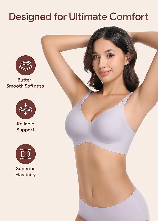 Maternity Nursing Bras Wireless Seamless Ultra-Soft Comfort for Breastfeeding Pregnancy Easy One-Handed Access Sleep Bra