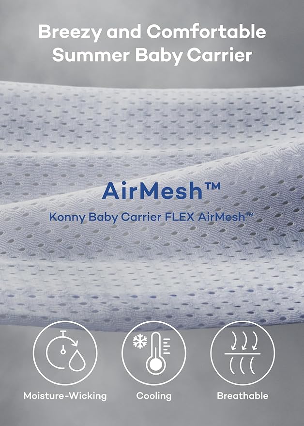 Konny Baby Carrier Flex AirMesh with Head Support- Adjustable, Easy to Wear Baby Wrap Sling, Perfect for Newborn Babies Essentials up to 44 lbs (XS-XL) - Mocha
