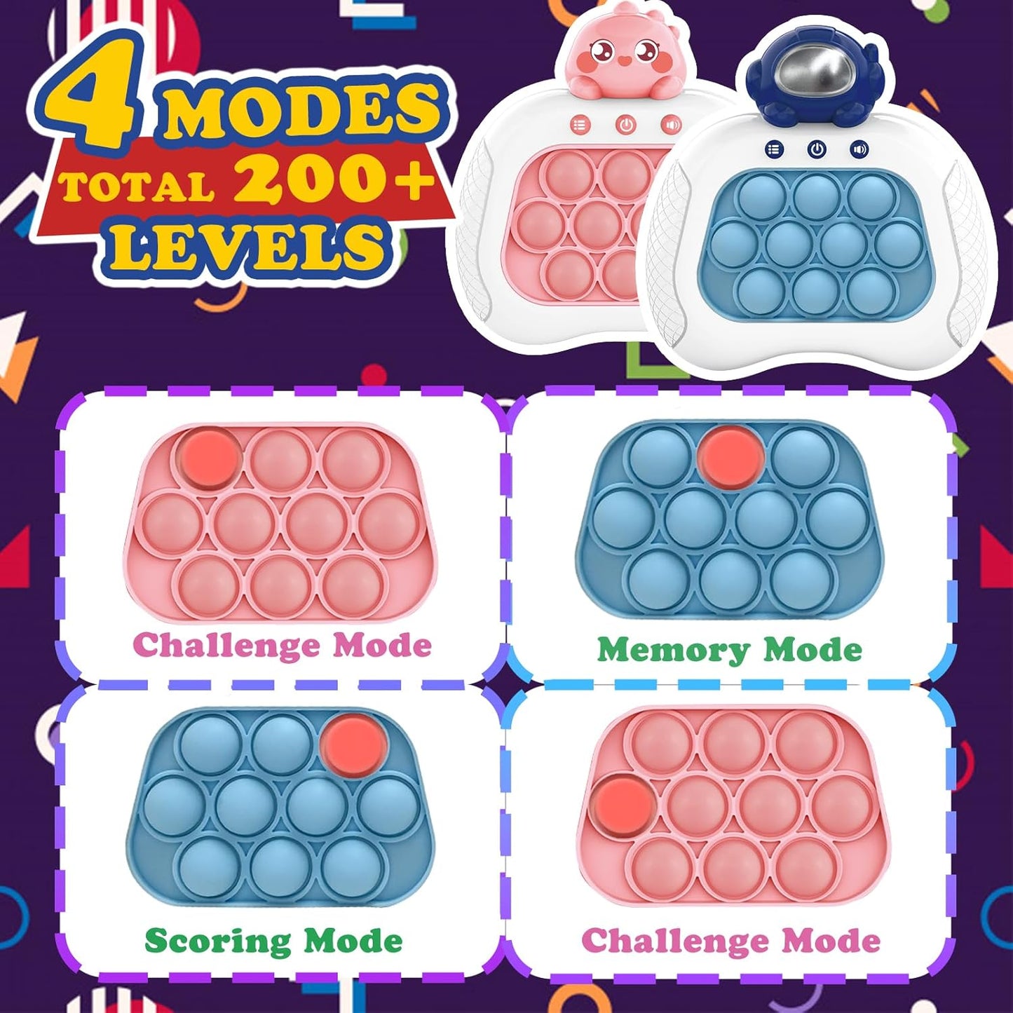 Fast Push Game, Pop Bubble Fidget Toy Quick Push Light Up Popping Game Toys for Ages 4-12, Birthday Gifts for Boys & Girls & Teens