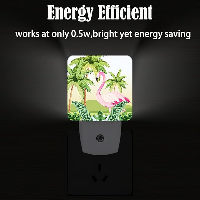 Tropical Flamingo Cartoon Night Light,Plug-in Night Lights with Dusk-to-Dawn Sensor for Stairway,Hallway,Bedroom Sleep Friendly Ideal for Women/Girls/Boys Gift,0.5w