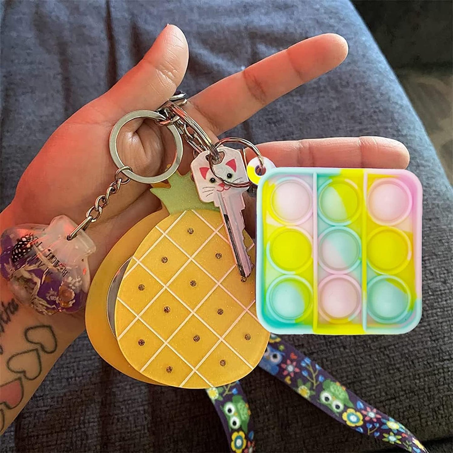 80 pcs Random Color Mini Squeeze Pop Bubble Fidget Sensory Toys, Mini Keychain Wrap Small Relieve Anxiety Stress Toy, Pop Bulk Silicone Classroom Prize for Kids Adult Party Gift