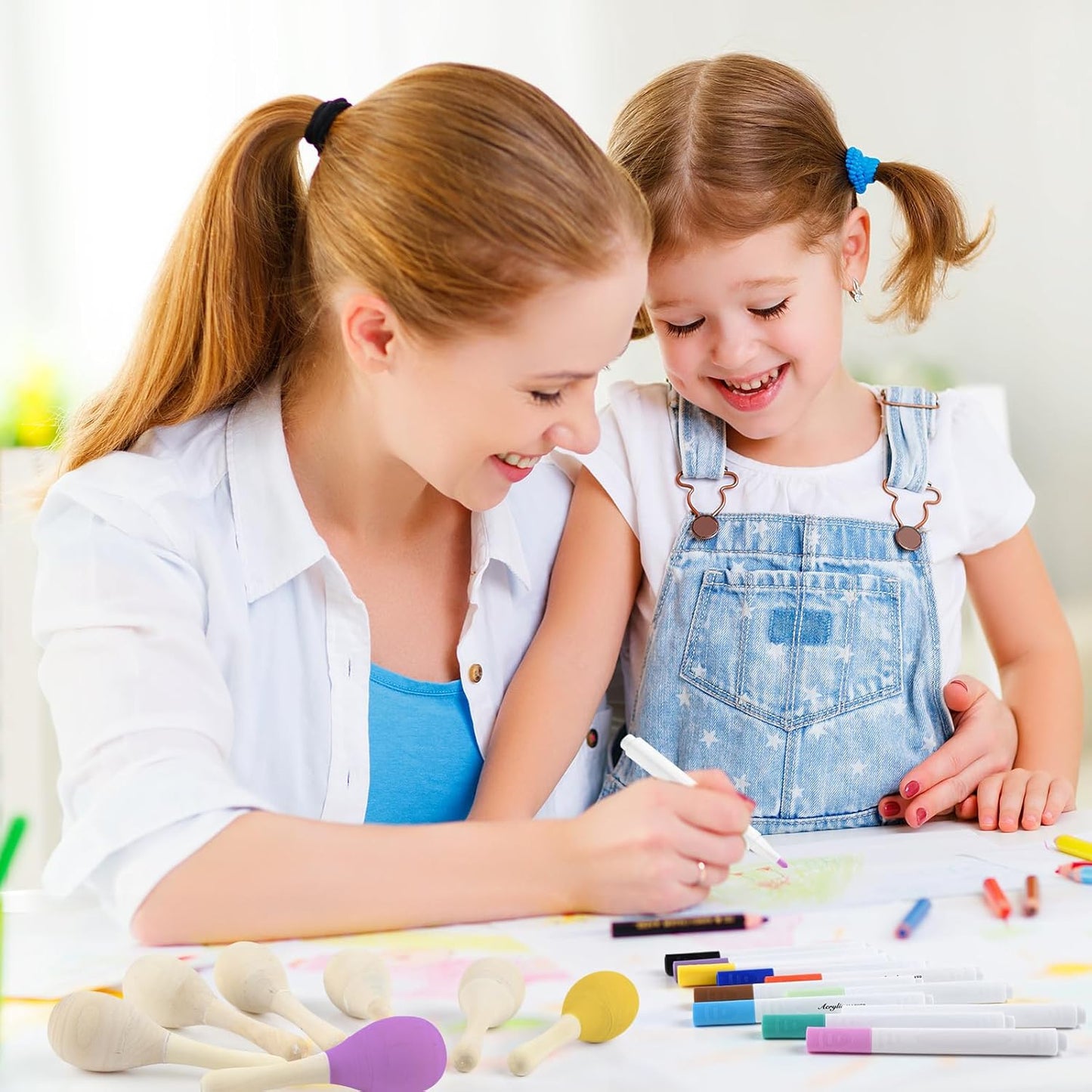 6 Pcs Mini Wooden Maracas Mexican Fiesta Party Favors, PLULON Unfinished Maracas Shakers Musical Fiesta Party Decorations Colorful Painting Tools Mexican Birthday Cinco De Mayo Party Supplies