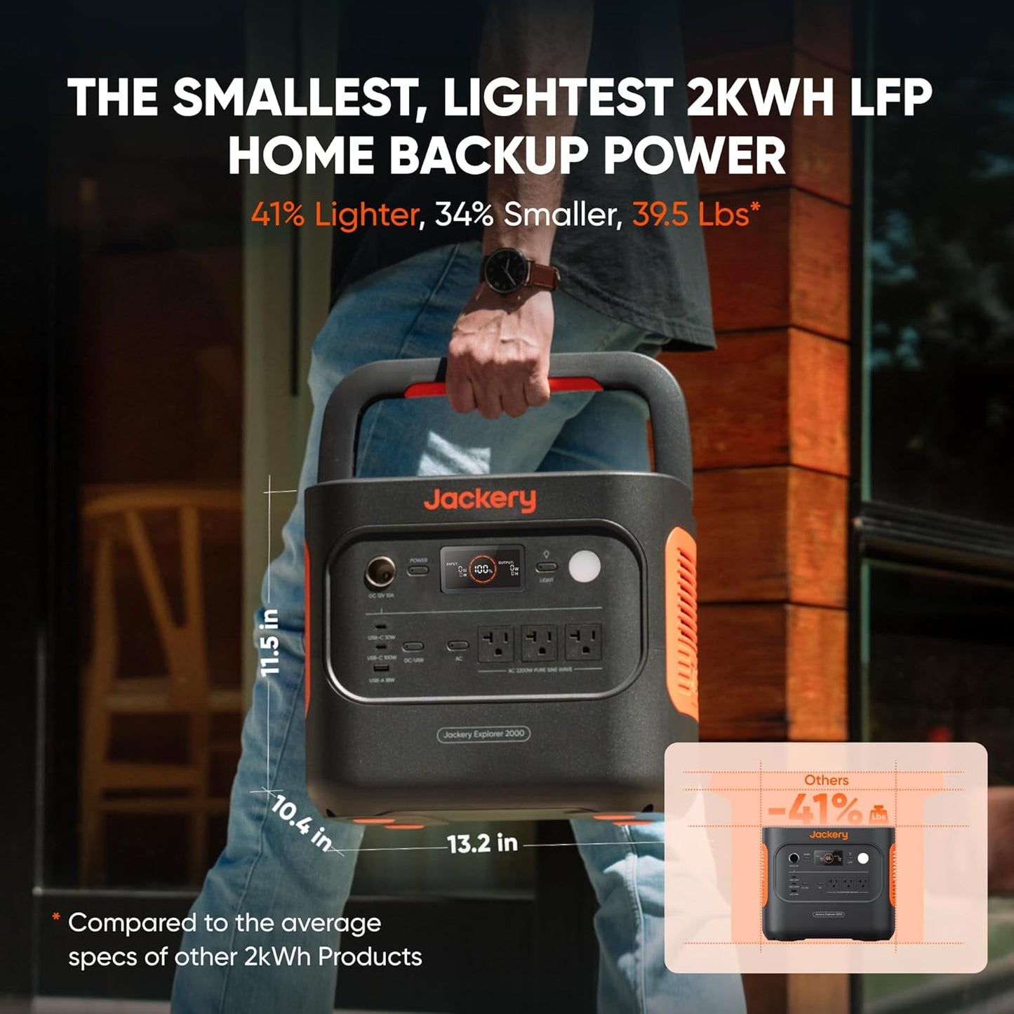 Jackery Explorer 2000 v2 Portable Power Station (2-Pack), 2042Wh LiFePO4 Battery, 2200W Solar Generator, USB-C PD 100W Fast Charging for Camping, Home Use(Solar Panel Optional)