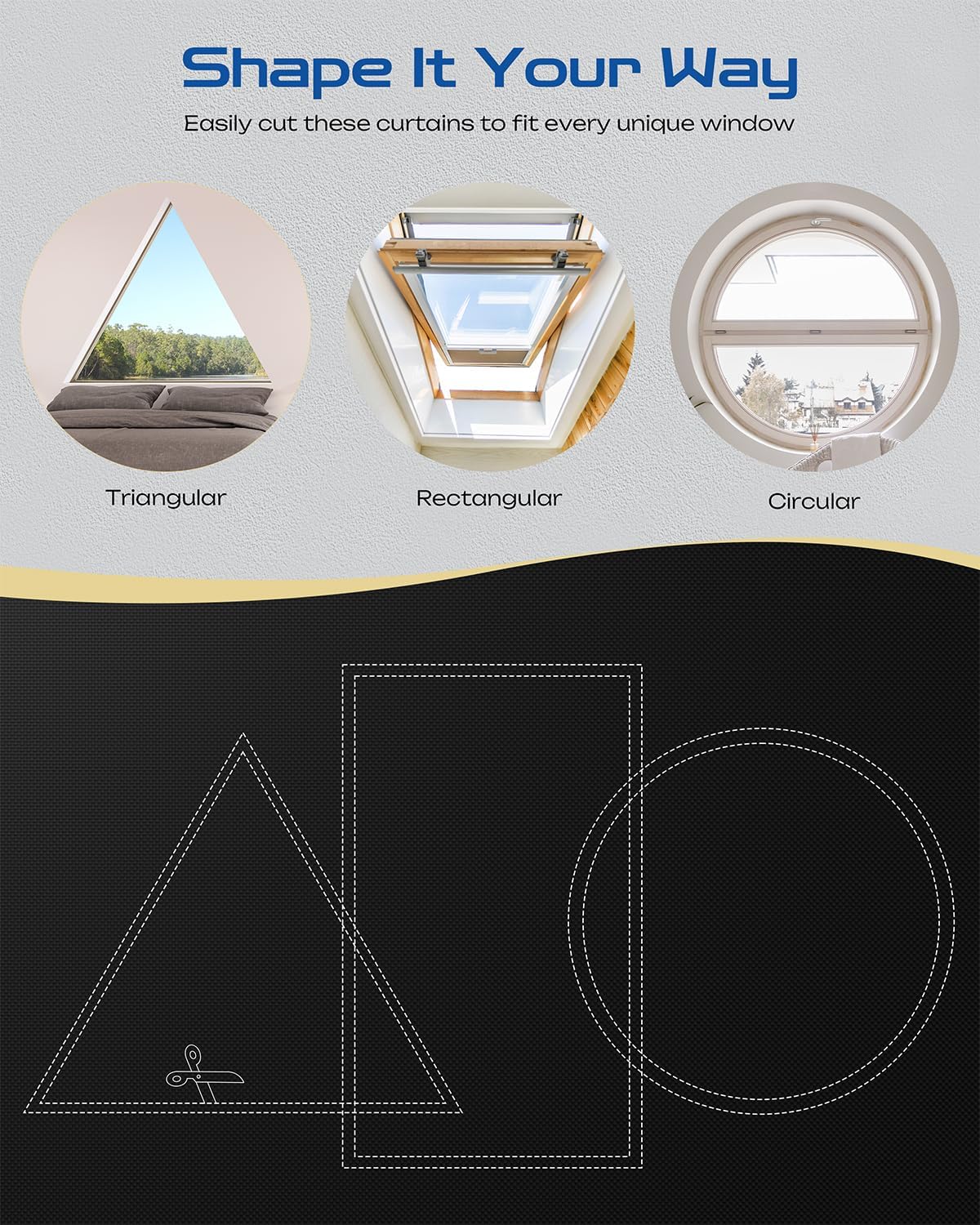 20" W x 84" L 100% Portable Blackout Curtains, Total Darkness No-Drill Black Out Window Cover,Temporary Blackout Shades with Hook & Loop Tape, for Bedroom, Nursery, Dorm, Travel (Black)