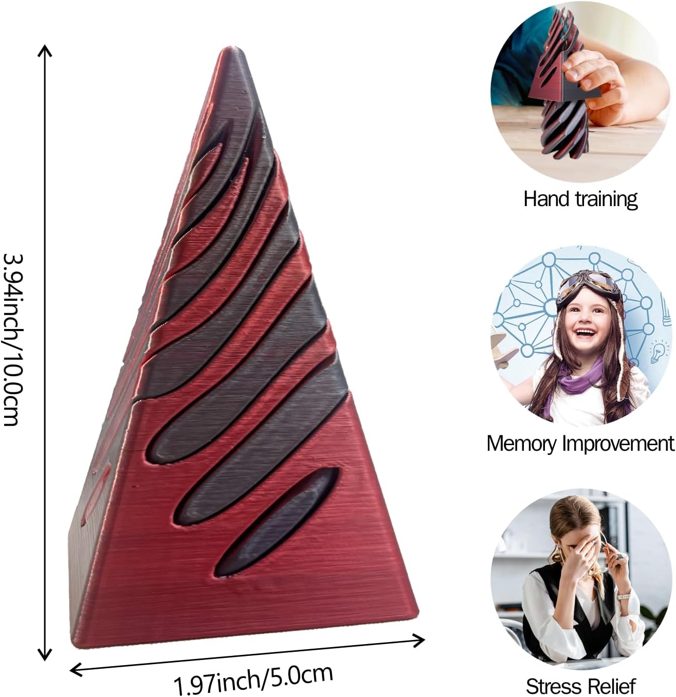 Impossible Cone-3D Printed Spiral Cone Fidget Toy, 4inch Pass Through Pyramid Desk Toy for Adult, Impossible Pyramid Passthrough Sculpture, Airplane Travel Essentials Kids for Stress Relief