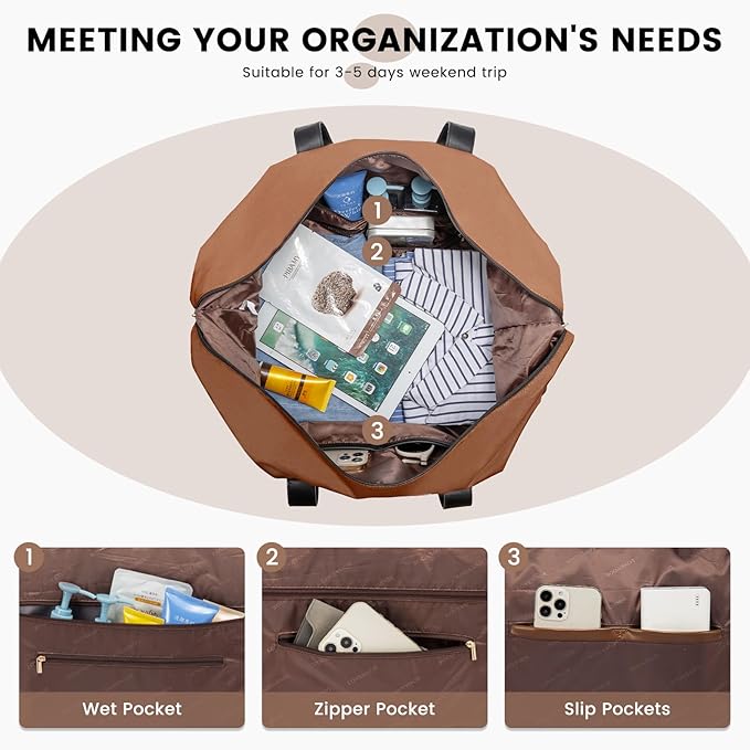 LOVEVOOK Weekender Bag, Large Travel Duffel Bag for Women with 2 Packing Cubes, Carry on Overnight Bag with Shoe Compartment, Mom Hospital Bags for Labor and Delivery