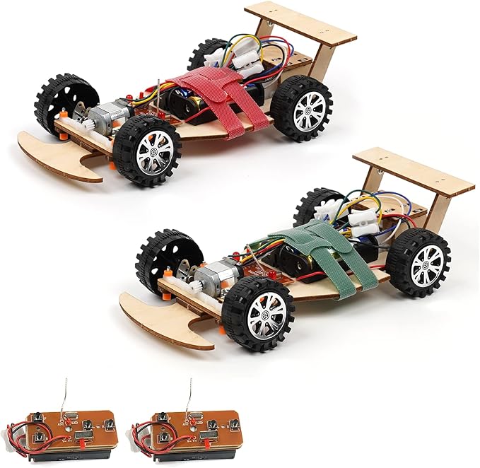 Wooden Wireless Remote R/C F1 Racing Car Science Kit to Build (Racing Pack of 2), Educational STEM Project Science Kit for Kids Aged 8-12, 9-16, Ideal Gift for Children Boys and Girls