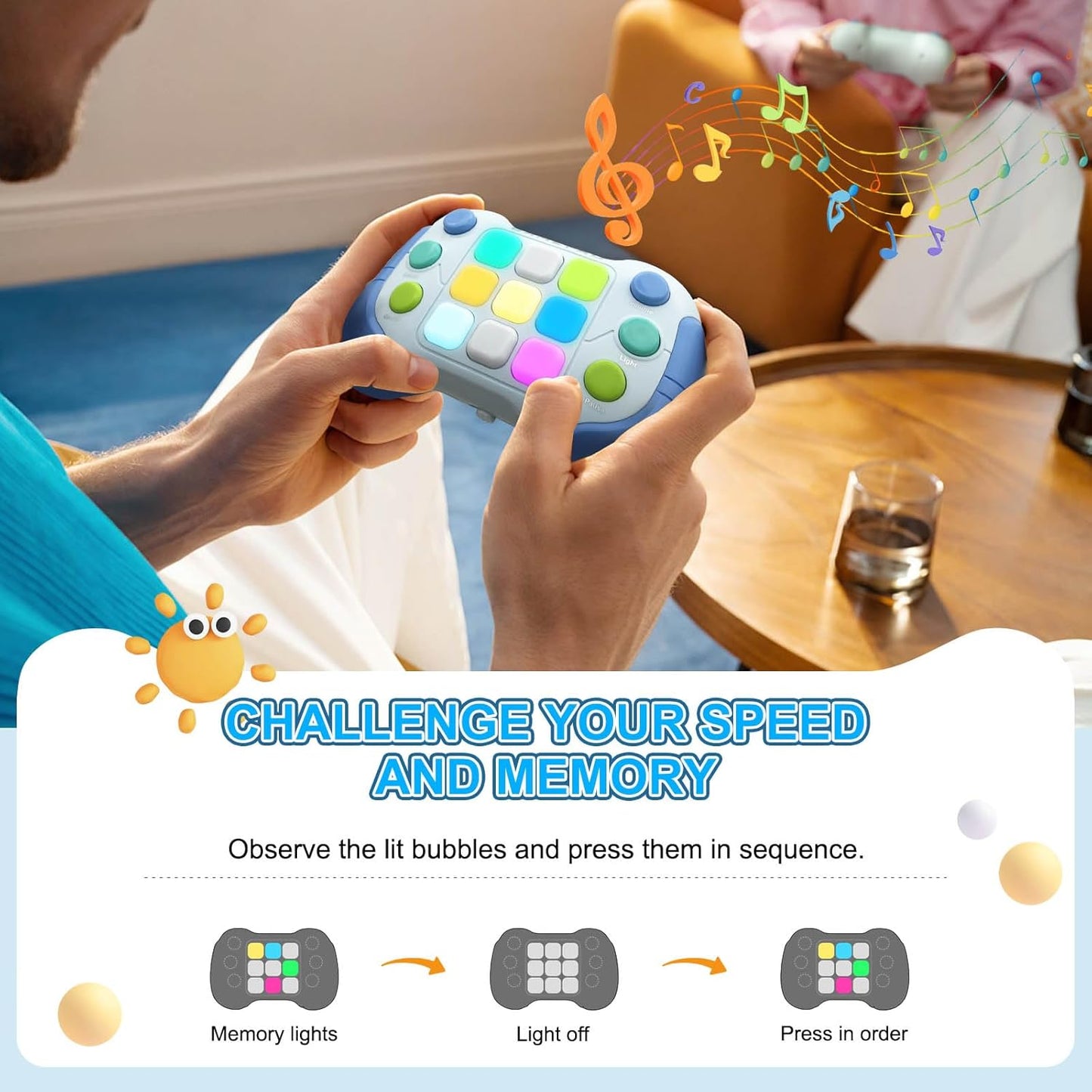 Fast Push Game Fidget Toys, Upgraded Flashing Quick Press Games Pro for Kids, Quick Push Light Up Fidget Game Controller Handheld Console Gamepad Toy for Boys Girls Teens