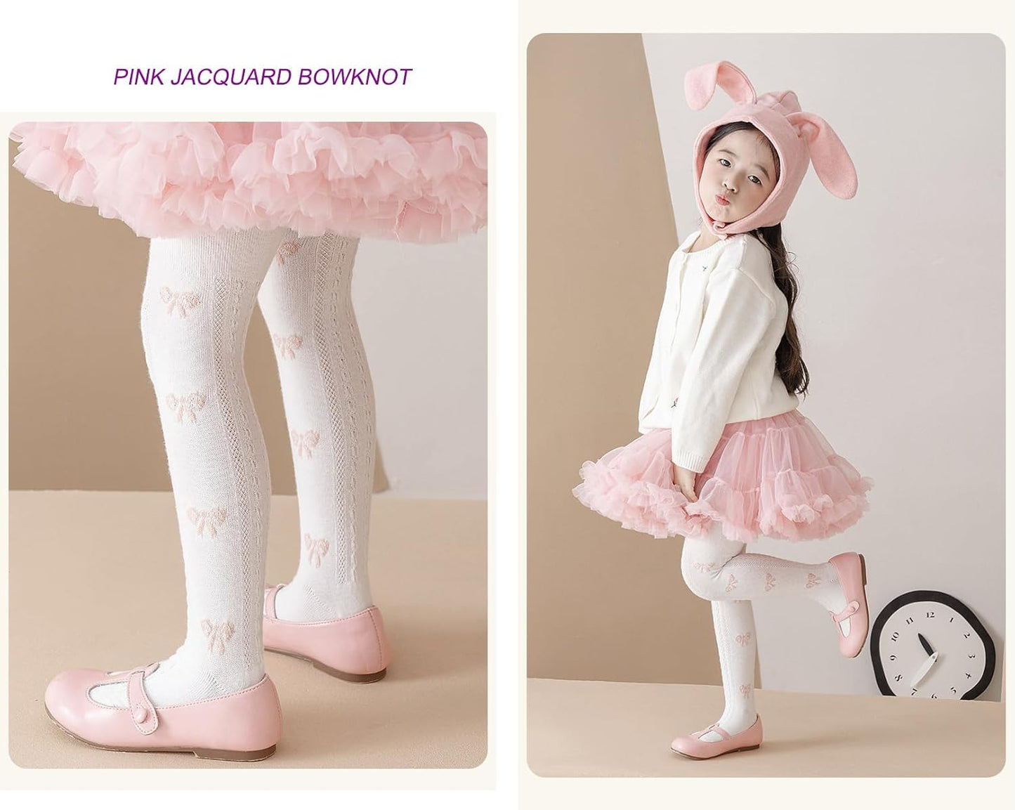 CHUNG Baby Girls Cotton Tights Thin Hollowed Summer with Bowknot Mesh Lace Fashion Toddler Footed Legging Pantyhose