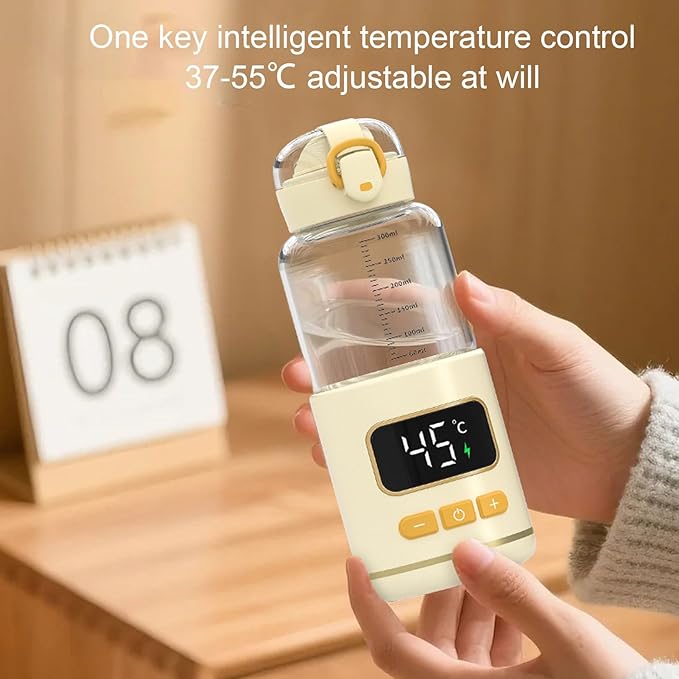 Portable Bottle Warmer Adjustable Temperature Rechargeable Cordless Baby Milk Warmer for Travel Outdoor