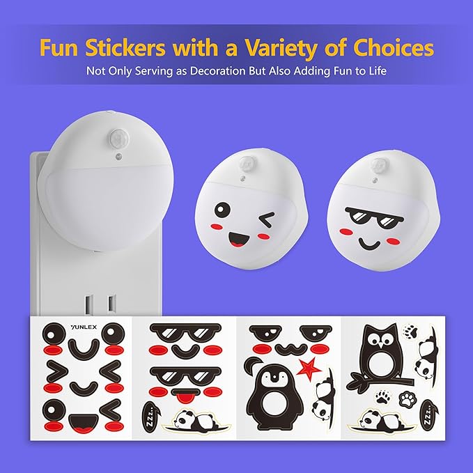 2 Pack Plug in Night Light with Motion Sensor and Dusk to Dawn Sensor, Stepless Dimming, Blue LED Nightlight with 3 Lighting Ways for Bathroom, Bedroom, for Girls, Boys, Adults