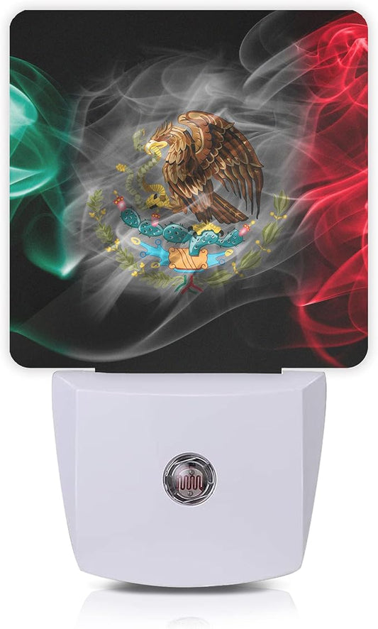 Mexico Smoke Flag Night Light,Night Lights 0.5W Sleep Friendly for Boys Girls Led Night Light Dusk to Dawn Sensor Nightlight for Stairway/Hallway/Bedroom