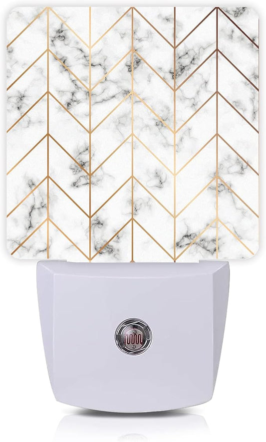Marble Line Geometric Night Light,Plug-in Night Lights with Dusk-to-Dawn Sensor for Stairway/Hallway/Kitchen Sleep Friendly lamp for Women/Girls/Boys Gift,0.5W