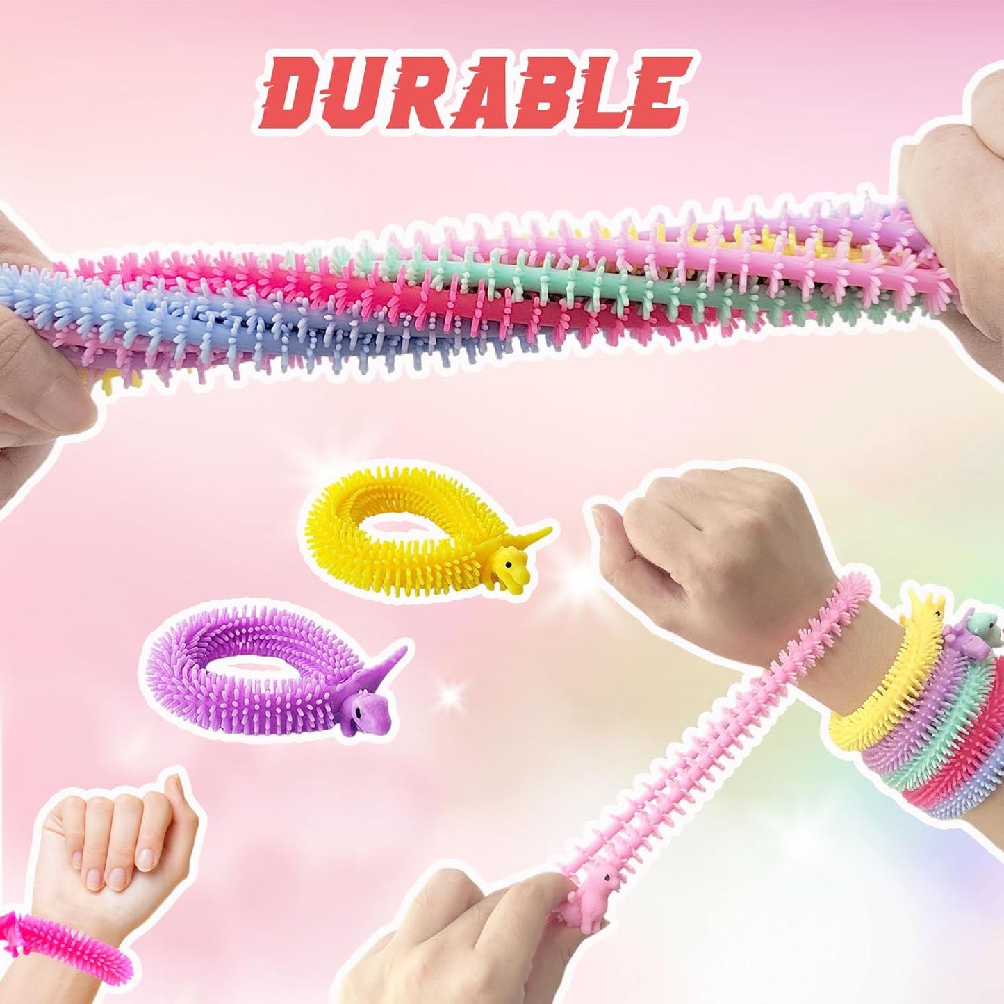 40 PCS Stretchy Fidget Toy,Dinosaur Sensory Toys Bulk Stretch Worm Toys,Colorful Stretchy Strings Fidget Toy for Kids and Adults Stress Relief,Goodie Bag Fillers,Party Favor