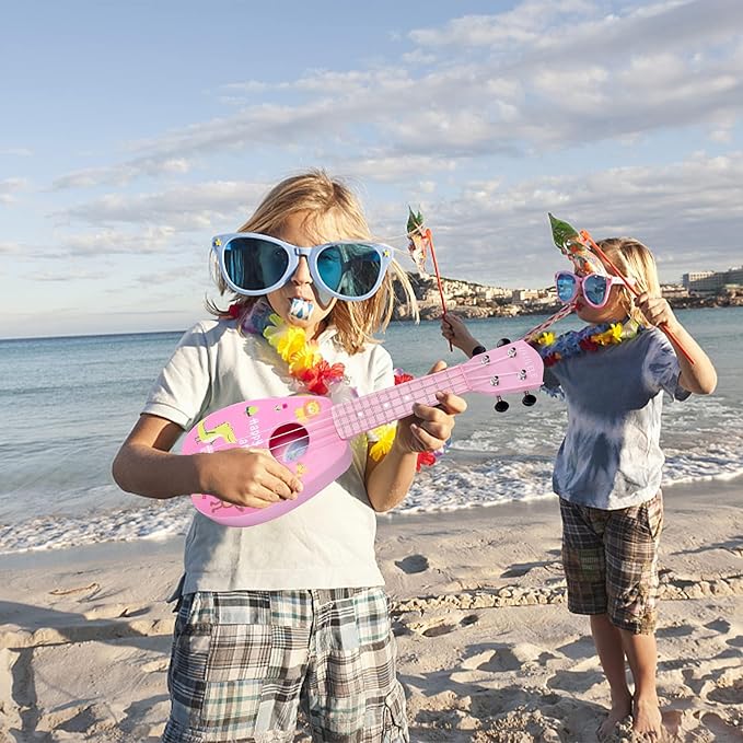 YOLOPLUS+ 17 Inch Kids Ukulele Guitar Toy 4 Strings Mini Children Musical Instruments Educational Learning Toy for Toddler Beginner Keep Tone Anti-Impact Can Play with Picks/Strap/Primary Tutorial